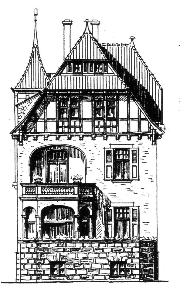 Mehlem Villa Cremer Aufriss Rheinfront 1910