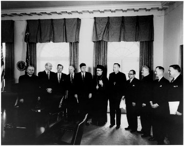 Meeting with World Council of Churches Delegation. Bp. G. Brook Mosely, Sec. State Dean Rusk, , Dr. Kenneth L.... - NARA - 194177
