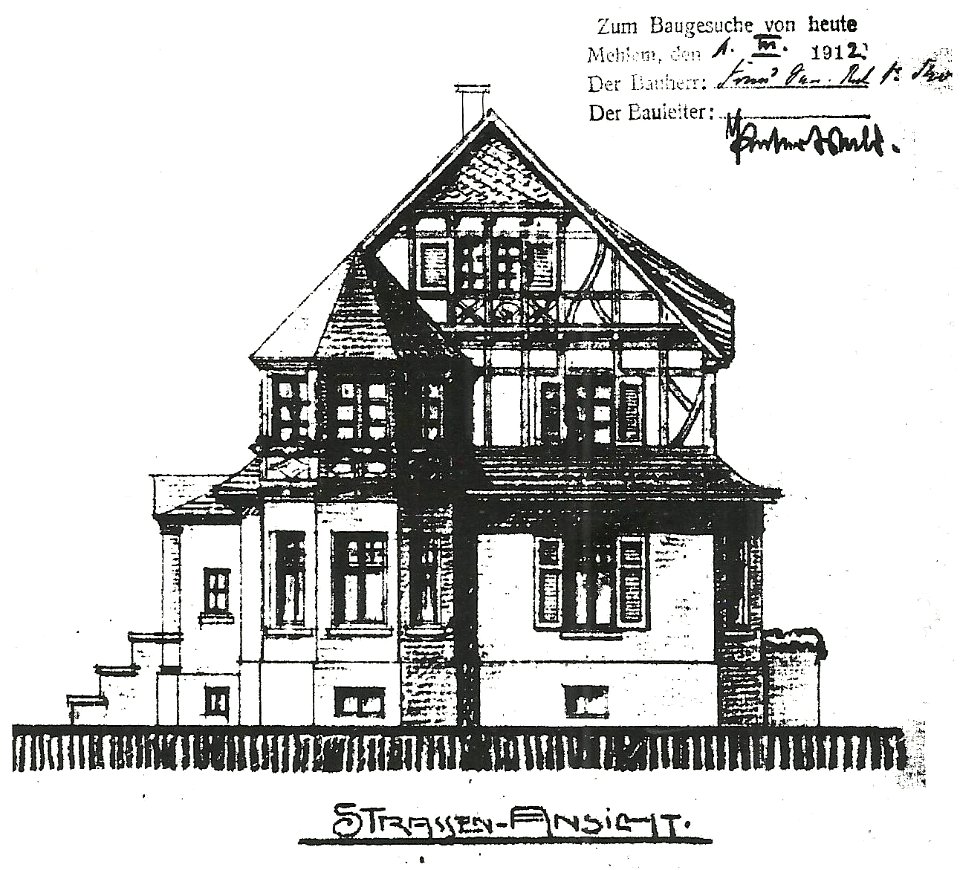 Mehlem Schlossallee 19 Aufriss Straßenfront 1912