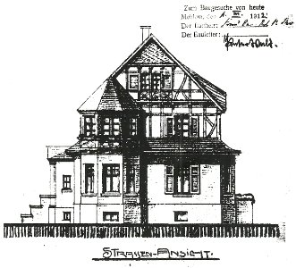 Mehlem Schlossallee 19 Aufriss Straßenfront 1912