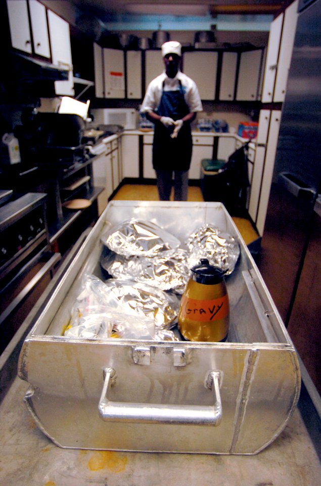 Meals are issued to the compression lad crew using a special airlock.