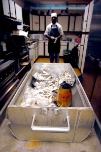 Meals are issued to the compression lad crew using a special airlock.