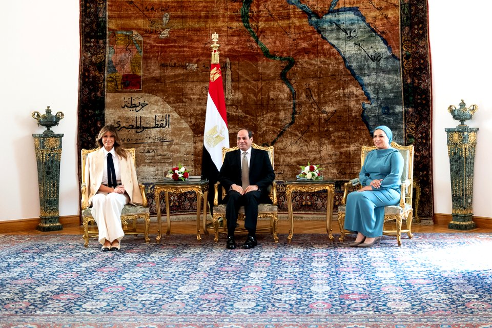 Melania Trump, Abdel Fattah El-Sisi and Entissar El-Sisi 3