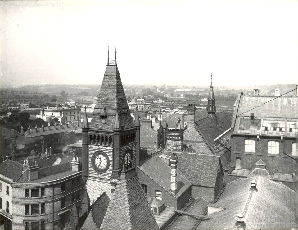 Municipal Buildings, Reading, seen from the tower of St. Laurence's Church, c. 1875