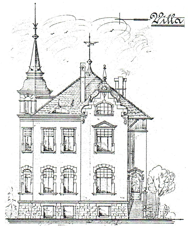 Mehlem Villa van Meeuwen Aufriss Straßenfront 1899