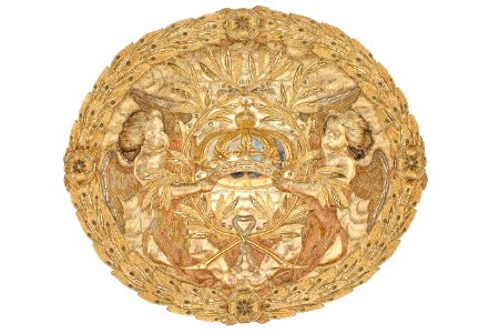 Medaljong som satt på undersidan av Kristinas kröningshimmels tak, från 1650 - Livrustkammaren - 93993