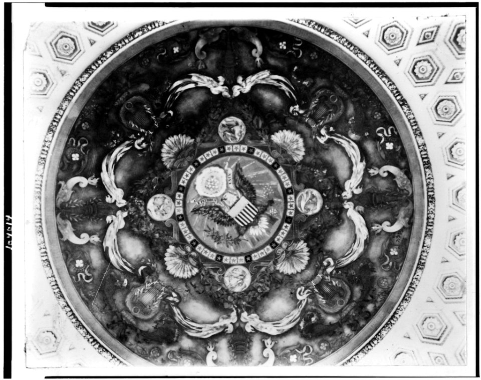 Mural by Elmer E. Garnsey, with U.S. seal, on ceiling of the Library of Congress, Washington, D.C. LCCN91792198