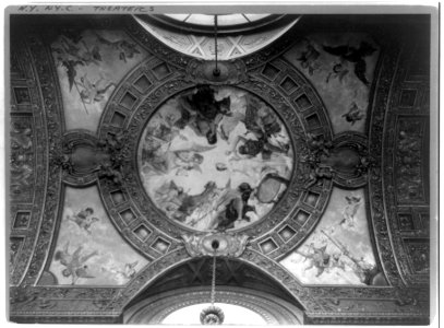 Murals and ornamental frieze on ceiling of foyer in the New Theater, New York City LCCN90705716