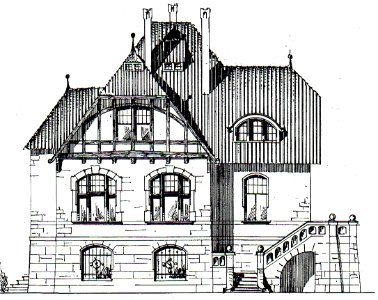 Mehlem Villa Wingen Aufriss Südfront 1902