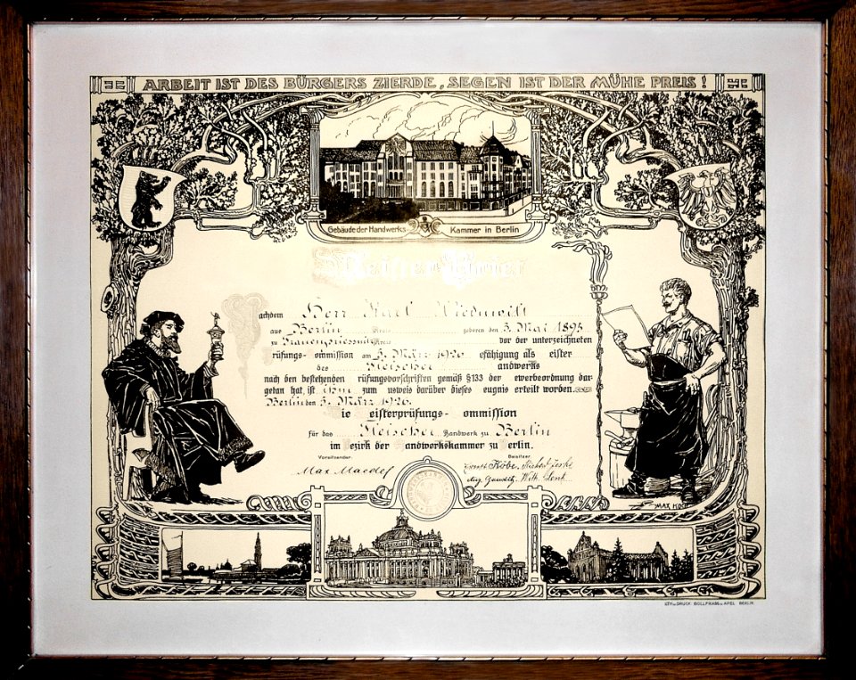 Meisterbrief Fleischer