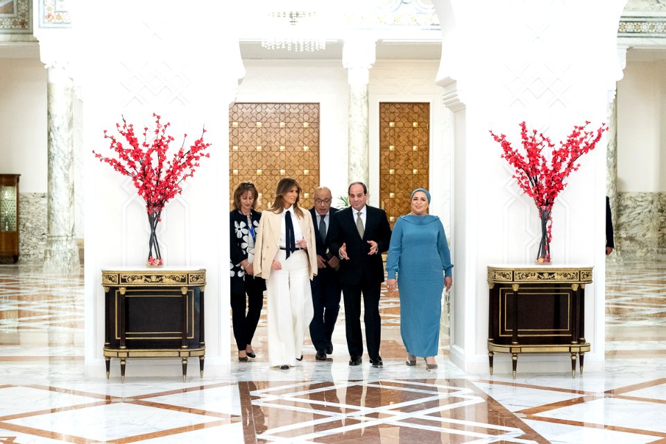 Melania Trump, Abdel Fattah El-Sisi and Entissar El-Sisi 4
