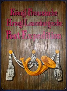 Museum für Kommunikation Nürnberg - Königlich-Preussische Herzoglich Lauenburgische Post-Expedition (Schild)