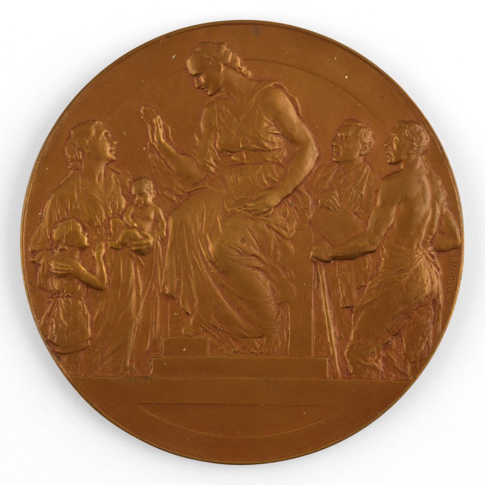 Mutualiteit Gazelec XXVe Verjaardag 1922-1947, medal by Pierre Theunis, Belgium, (1947), Coins and Medals Department of the Royal Library of Belgium, 2N225 - 10 (recto)