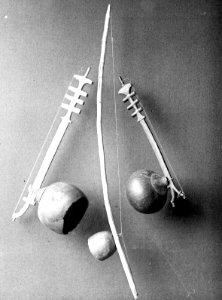 Musikinstrument från Madagaskar. Ensträngat instrument samt två exemplar av s.k. lokanga - SMVK - 645D