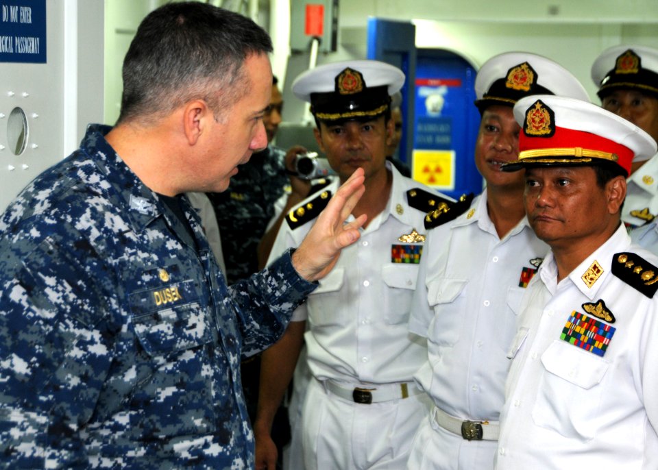 Myanmar officers tour USS Bonhomme Richard. (8203276102)