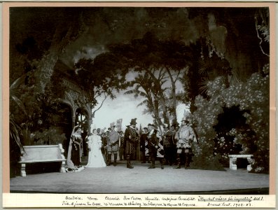 Mycket väsen för ingenting, Dramatiska teatern 1902. Föreställningsbild - SMV - H14 042