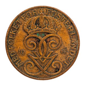 Mynt av brons frånsida, 1915. Fem öre - Skoklosters slott - 108661