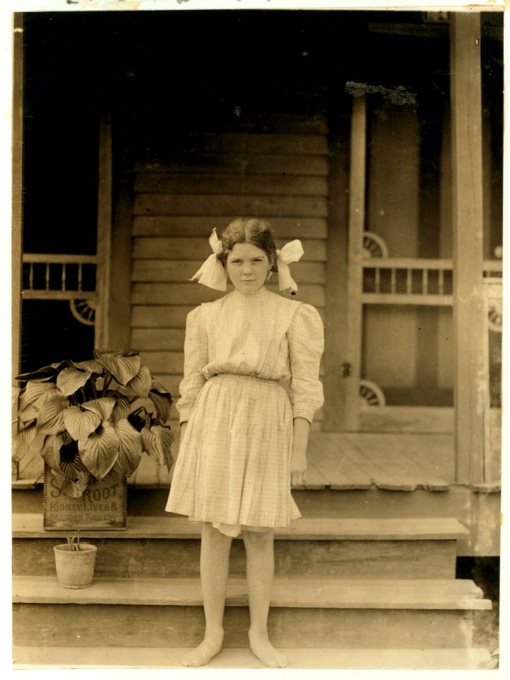 Myrtle Bagwell, one of the youngest of the spinners in Spartan Mills, Spartenberg (sic), S.C. Lives 104 Duncan Street. Been working nearly 2 years. Older sister said she could not find the LOC cph.3b36987