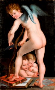 Målning föreställande Amor täljer sin båge från 1600-talet - Skoklosters slott - 97186