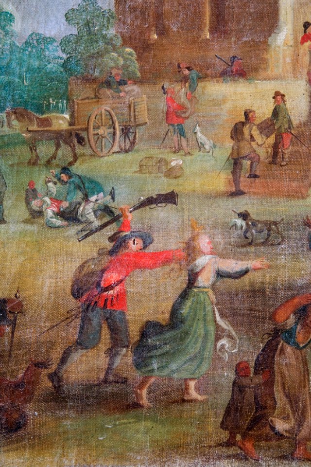 Målning, Plundringen, oljemålning, okänd konstnär, detalj, 1600-tal - Skoklosters slott - 50776