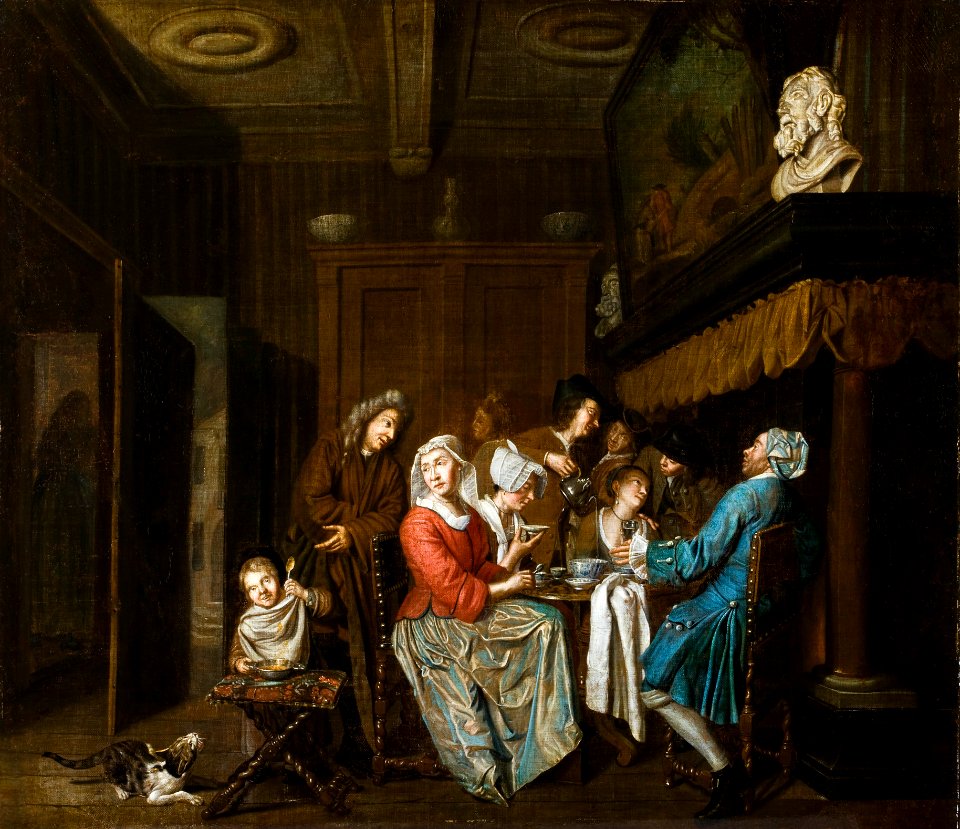 Målning. Horemans. Tedrickande sällskap - Hallwylska museet - 87178