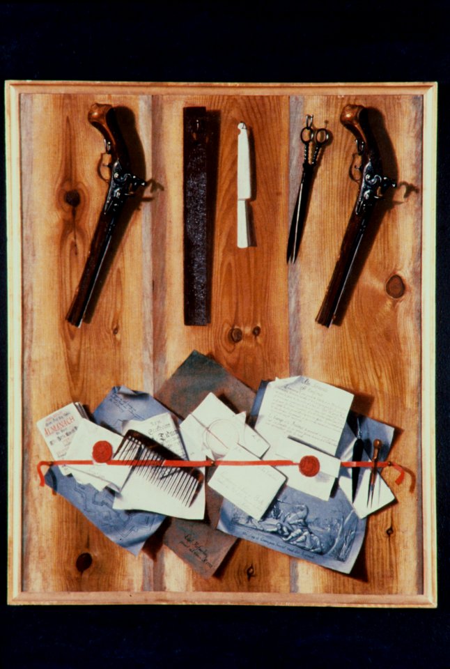 Målning, trompe l'oeil stilleben, Carl Hofverberg 1737 - Livrustkammaren - 81376