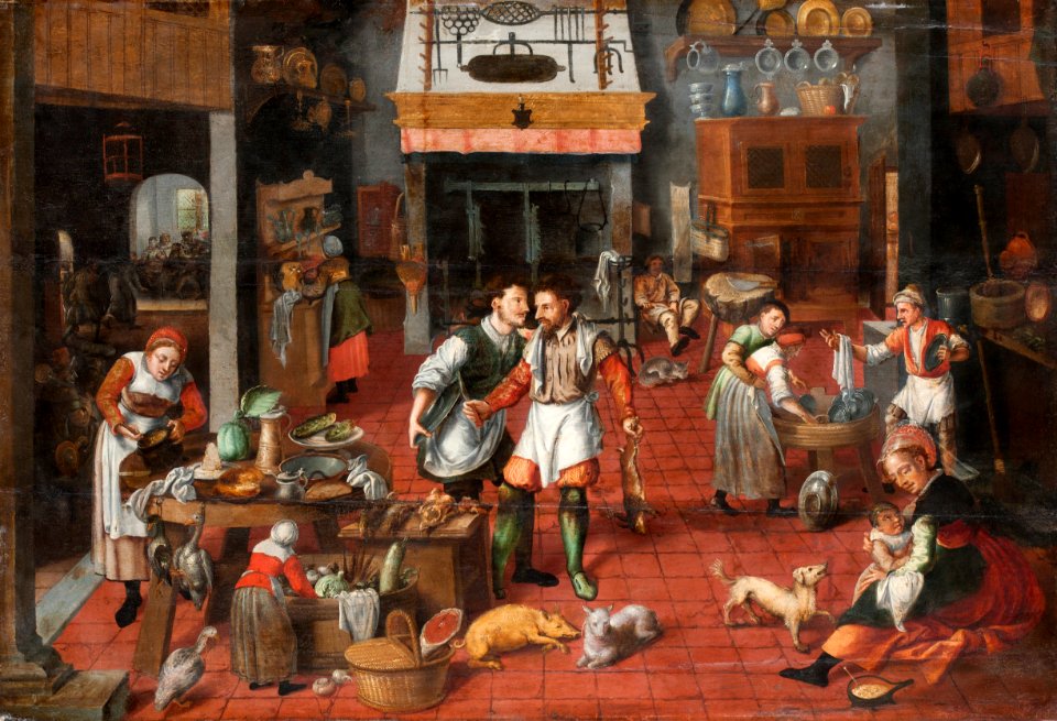 Måleri, genrebild. Köksinteriör - Skoklosters slott - 88962