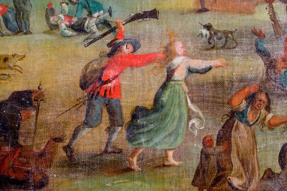Målning, Plundringen, oljemålning, okänd konstnär, detalj, 1600-tal - Skoklosters slott - 76458