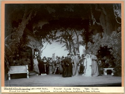 Mycket väsen för ingenting, Dramatiska teatern 1902. Föreställningsbild - SMV - H14 043
