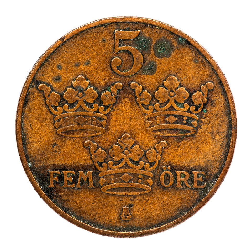 Mynt av brons åtsida, 1915. Fem öre - Skoklosters slott - 108660