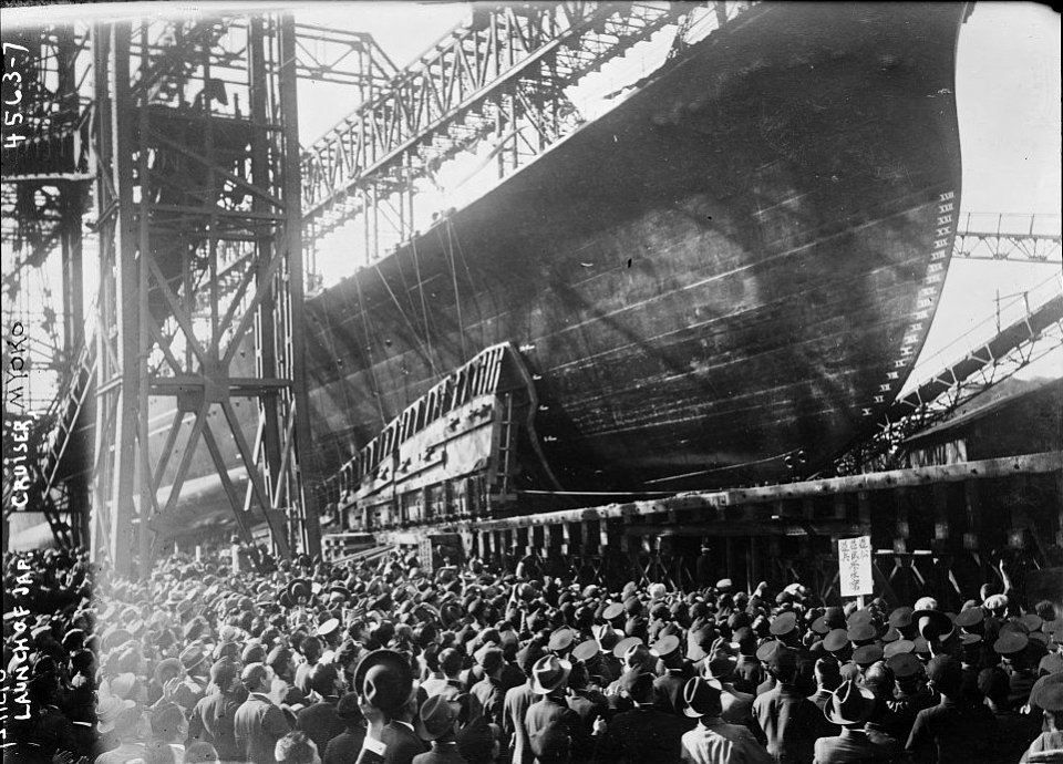 Japanese cruiser Myoko launch 1927