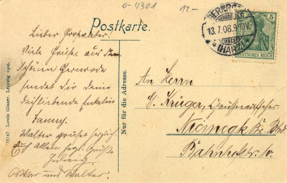 Mägdesprung, Sachsen-Anhalt - Stadtansicht mit Obelisk (back) (Zeno Ansichtskarten)