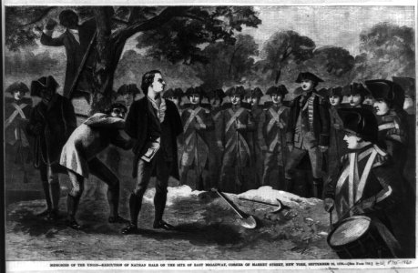 Memories of the Union - execution of Nathan Hale on the site of east Broadway, corner of Market Street, New York, September 21, 1776 - M. Nevin. LCCN2006691565