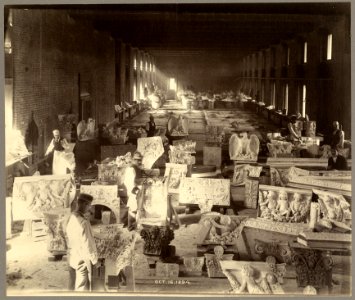 Men carving sculpture for the Library of Congress Thomas Jefferson Building, Washington, D.C. LCCN98508435 photo