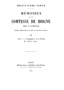 Mémoires de la comtesse de Boigne Tome II 1921 page couverture