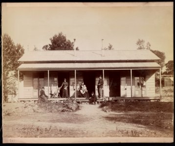 Men, women and baby on the porch of a building, New South Wales, Australia LCCN2016652516
