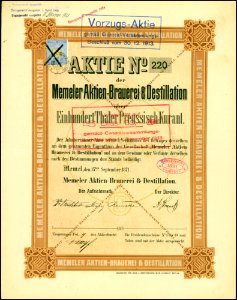 Memeler Aktien-Brauerei & Destillation 1871