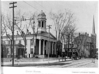 Mercer County Court House, Trenton, N.J.; exterior, flanked by jail and surrogate's office LCCN2003669804