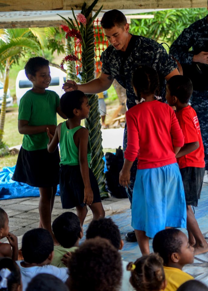 Mercy crew participates in ribbon cutting ceremony for the Viani Primary School during Pacific Partnership 2015 150617-N-PZ713-066