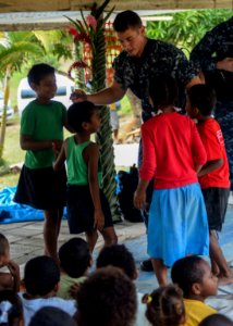 Mercy crew participates in ribbon cutting ceremony for the Viani Primary School during Pacific Partnership 2015 150617-N-PZ713-066