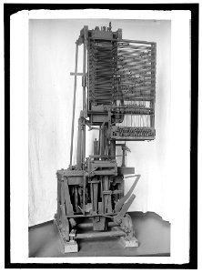 MERGENTHALER, OTTMAR, 2ND LINOTYPE MACHINE WITH BAND, INVENTED BY HIM; 3RD DESIGN HE INVENTED. AT SMITHSONIAN LCCN2016867266