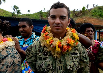 Mercy crew participates in ribbon cutting ceremony for the Viani Primary School during Pacific Partnership 2015 150617-N-PZ713-216
