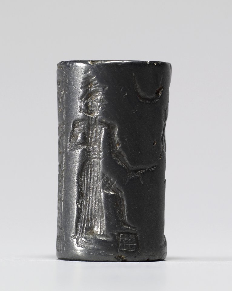 Mesopotamian - Cylinder Seal with Deity, Worshipper and Inscription - Walters 42437 - Side B