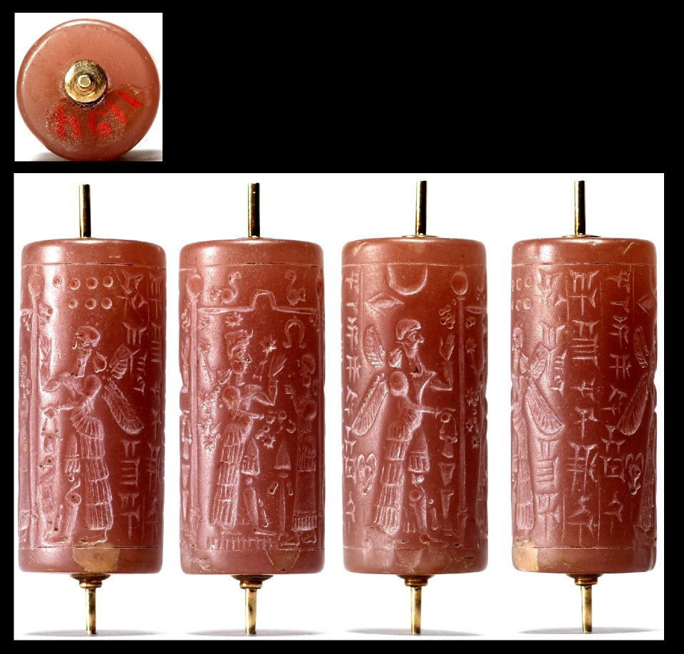 Mesopotamian - Cylinder Seal with Winged Deities - Walters 421194 - View A