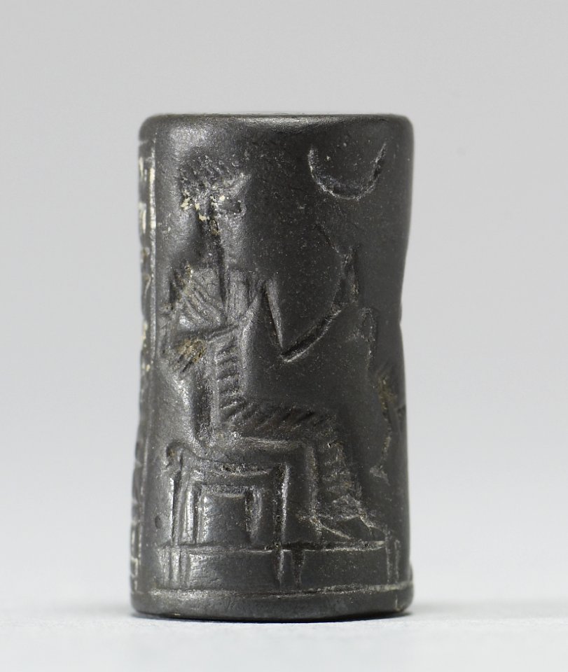 Mesopotamian - Cylinder Seal with a Seated Deity, Figures and Inscription - Walters 42599 - Side B