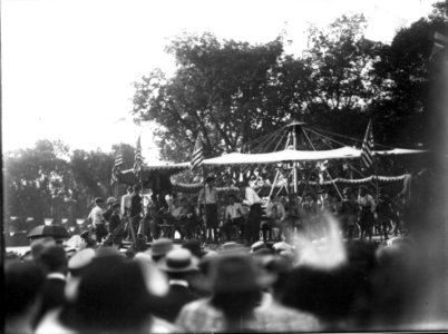 Men on carnival ride at Oxford Street Fair ca. 1912 (3194667887) photo