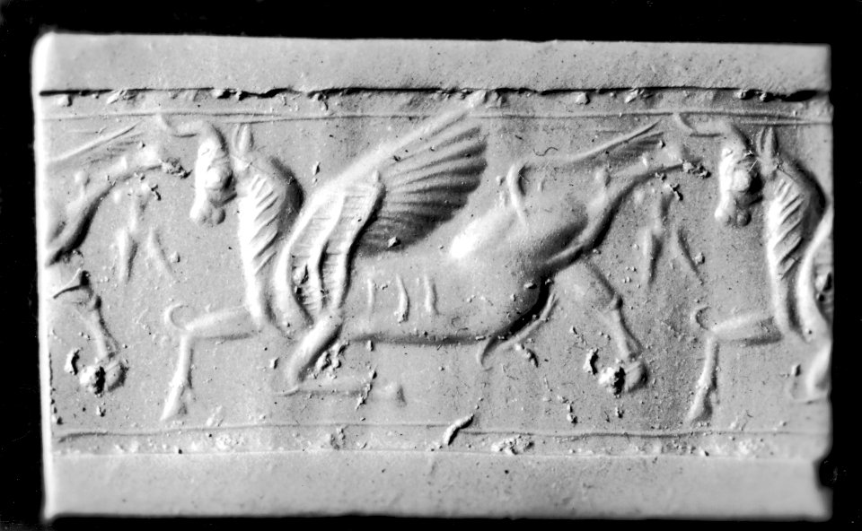 Mesopotamian - Cylinder Seal with Winged Bull - Walters 42733