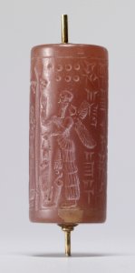 Mesopotamian - Cylinder Seal with Winged Deities - Walters 421194 - Side D