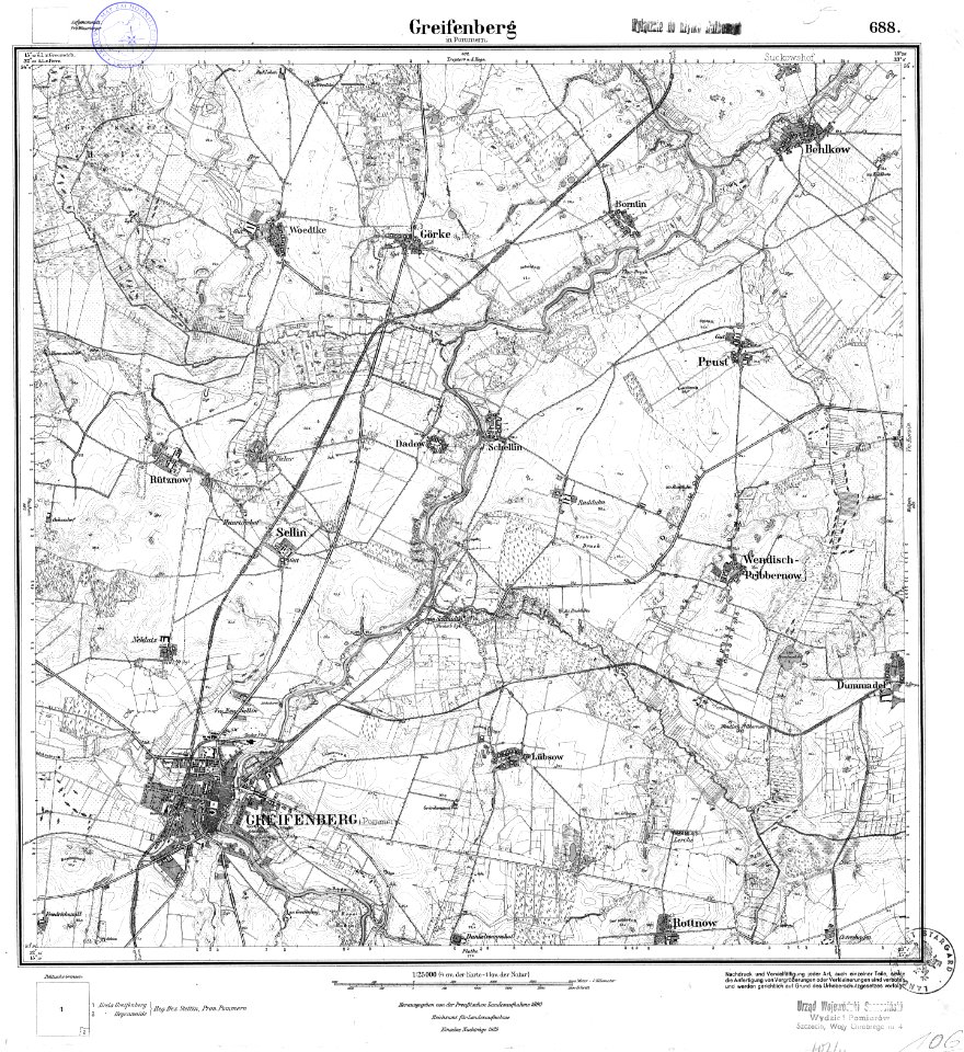 Messtischblatt 688 - Greifenberg 1890-1929