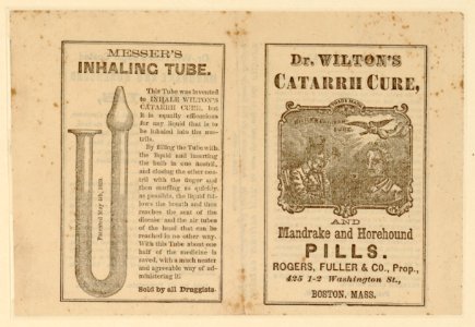 Messer's inhaling tube Dr. Wilton's catarrh cure, and mandrake and horehound pills. LCCN2004671457